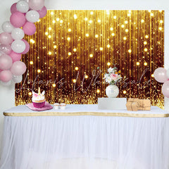 Lofaris Golden Glitter Lines Backdrop for Birthday Party