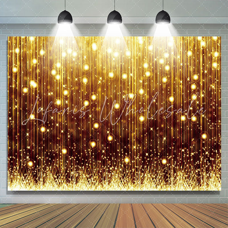 Lofaris Golden Glitter Lines Backdrop for Birthday Party