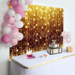 Lofaris Golden Glitter Lines Backdrop for Birthday Party