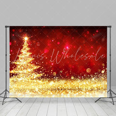 Lofaris Golden Glitter Red Photography Christmas Backdrop