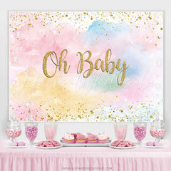 Lofaris Golden Glitter Sky Cloud Baby Shower Backdrop