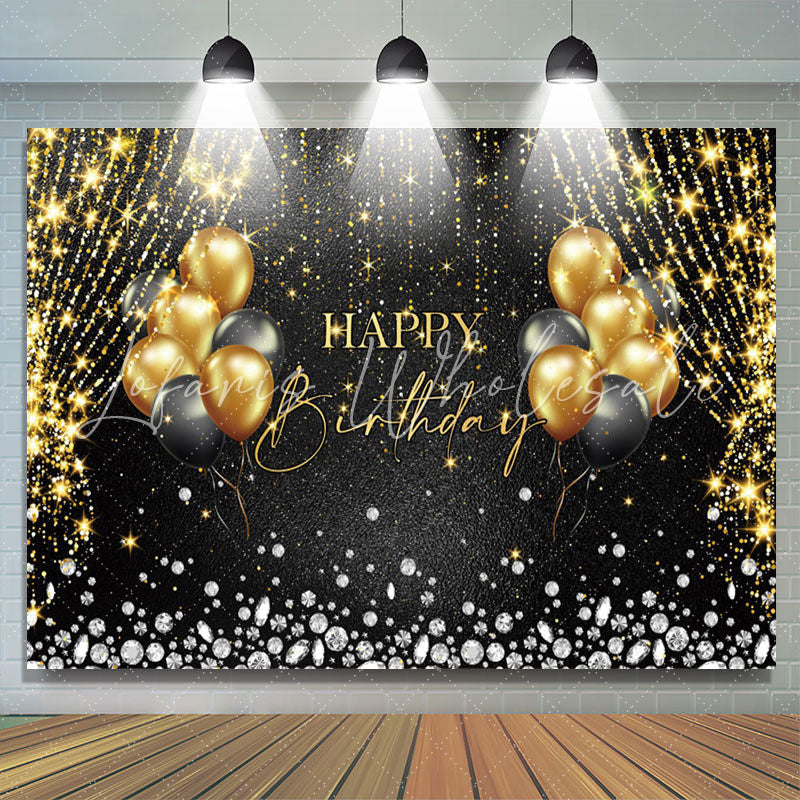 Lofaris Golden Glitter String Balloon Birthday Backdrop