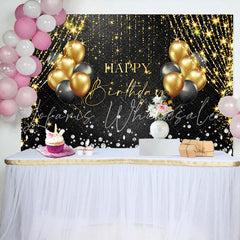 Lofaris Golden Glitter String Balloon Birthday Backdrop