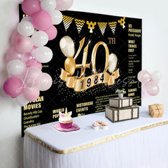 Lofaris Golden legend Balloon Black 40th Birthday Backdrop