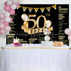 Lofaris Golden legend Balloon Happy 50th Birthday Backdrop