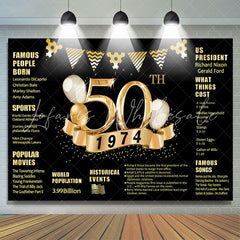 Lofaris Golden legend Balloon Happy 50th Birthday Backdrop