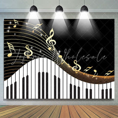 Lofaris Golden Musical Notes Piano Keyboard Theme Backdrop