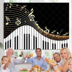 Lofaris Golden Musical Notes Piano Keyboard Theme Backdrop