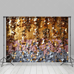 Lofaris Golden Pink Sequin Christmas Backdrop For Photoshoot