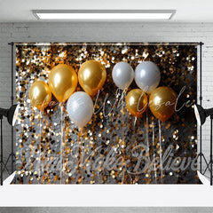 Lofaris Golden Sequin Balloons Christmas Photo Backdrop