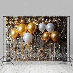 Lofaris Golden Sequin Balloons Christmas Photo Backdrop