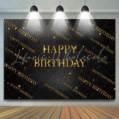 Lofaris Golden Step And Repeat Black Wall Birthday Backdrop