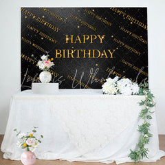 Lofaris Golden Step And Repeat Black Wall Birthday Backdrop