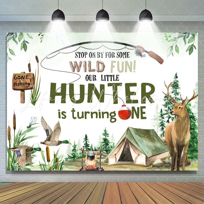 Lofaris Gone Fishing Wild Fun Hunter 1st Birthday Backdrop