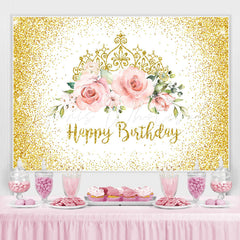 Lofaris Gorgeous Crowns and Roses Glod Bokeh Birthday Backdrop