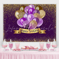 Lofaris Gorgeous Golden Bokeh Purple Happy Birthday Backdrop