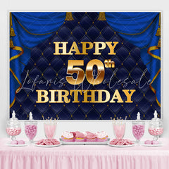 Lofaris Gorgeous Navy Blue Golden Happy 50Th Birthday Backdrop