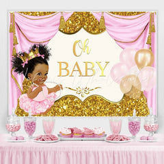 Lofaris Gorgeous Pink And Gold Balloons Baby Shower Backdrop