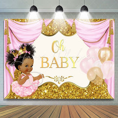 Lofaris Gorgeous Pink And Gold Balloons Baby Shower Backdrop