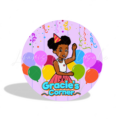 Gracie’S Corner Birthday Party Round Backdrop Cover Plinth Cylinder Pedestal Cloth Cover