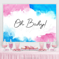 Lofaris Graffiti Blue Pink Gender Reveal Baby Shower Backdrop