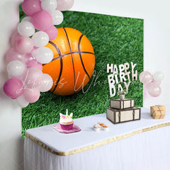 Lofaris Grass Basketball Happy Birthday Backdrop For Boy