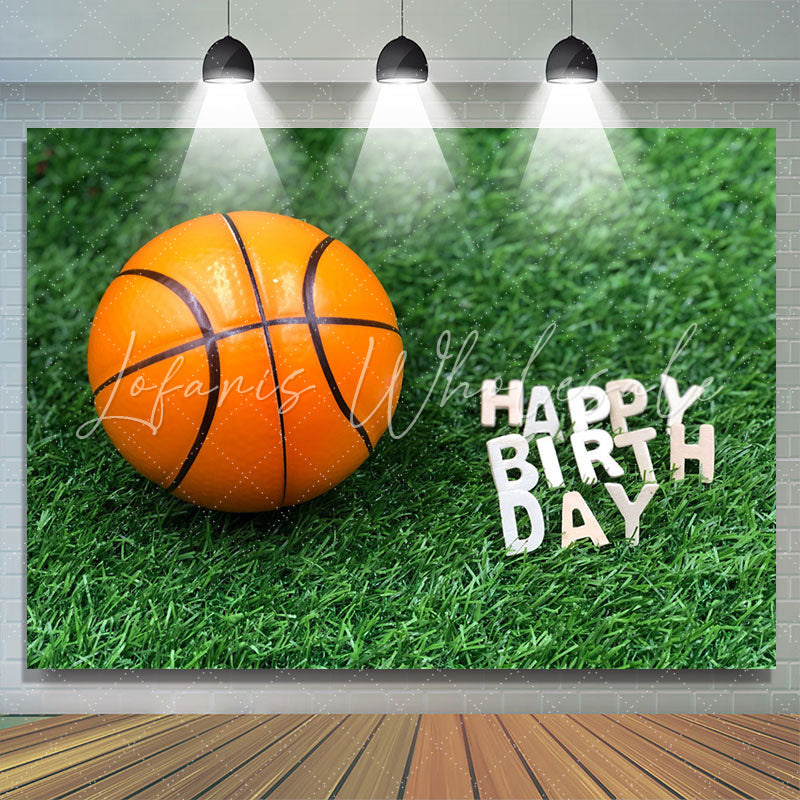 Lofaris Grass Basketball Happy Birthday Backdrop For Boy