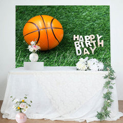 Lofaris Grass Basketball Happy Birthday Backdrop For Boy