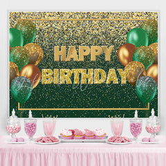 Lofaris Green and Brown Balloon Golden Bokeh Birthday Backdrop