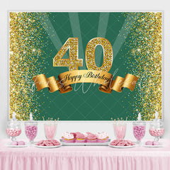 Lofaris Green and Golden Bokeh Happy 40th Birthday Backdrop