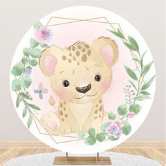 Lofaris Green And Golden Tiger Baby Shower Circle Backdrop