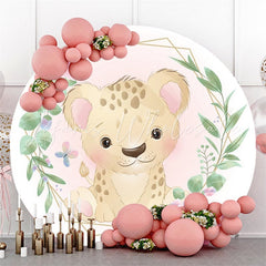 Lofaris Green And Golden Tiger Baby Shower Circle Backdrop