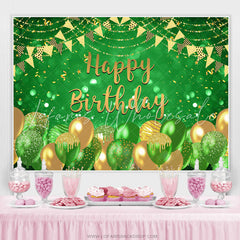 Lofaris Green Balloon Flag Ribbons Happy Birthday Backdrop