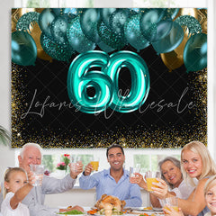 Lofaris Green Balloons Golden Bokeh 60th Brithday Backdrop