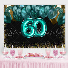 Lofaris Green Balloons Golden Bokeh 60th Brithday Backdrop