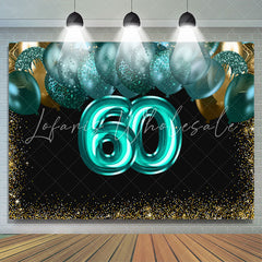 Lofaris Green Balloons Golden Bokeh 60th Brithday Backdrop