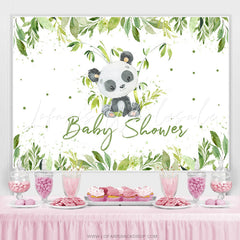 Lofaris Green Boho Bamboo With Panda Baby Shower Backdrop