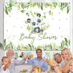 Lofaris Green Boho Bamboo With Panda Baby Shower Backdrop