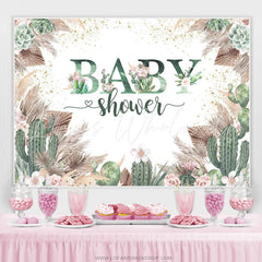 Lofaris Green Cactus Floral Boho Baby Shower Backdrop