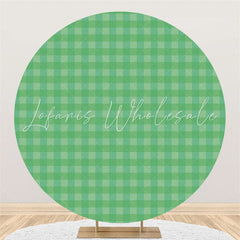 Lofaris Green Checkered Pattern Round Birthday Party Backdrop