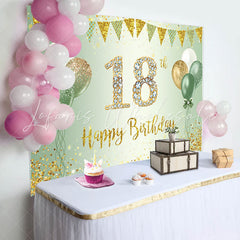 Lofaris Green Glitter Balloon Flag 18th Birthday Backdrop