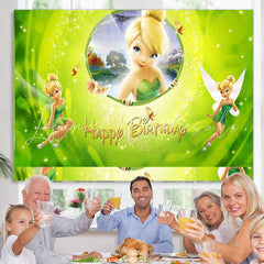 Lofaris Green Glitter Fairy Blond Girl Happy Birthday Backdrop