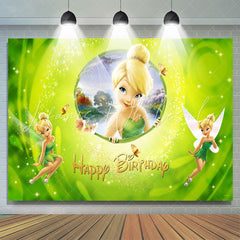 Lofaris Green Glitter Fairy Blond Girl Happy Birthday Backdrop