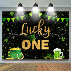 Lofaris Green Grass And Gold Lucky One Happy Birthday Backdrop