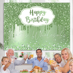 Lofaris Green Happy Glitter Bokeh Birthday Backdrop for Party