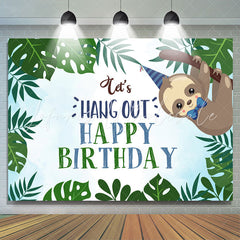 Lofaris Green Leaf And Monkey Lets Hang Out Birthday Backdrop