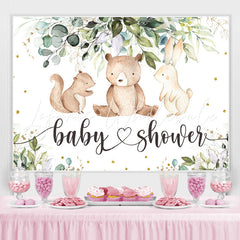 Lofaris Green Leaves And Cute Animals Baby Shower Backdrop