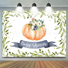 Lofaris Green Leaves And Floral Pumpkin Baby Shower Backdrop