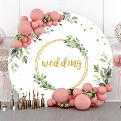 Lofaris Green Leaves And Gold Circle Elegant Wedding Backdrop