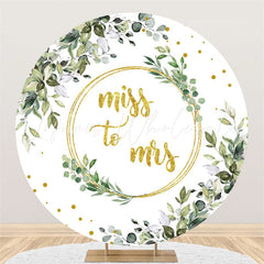 Lofaris Green Leaves And Gold Round Adorable Wedding Backdrop